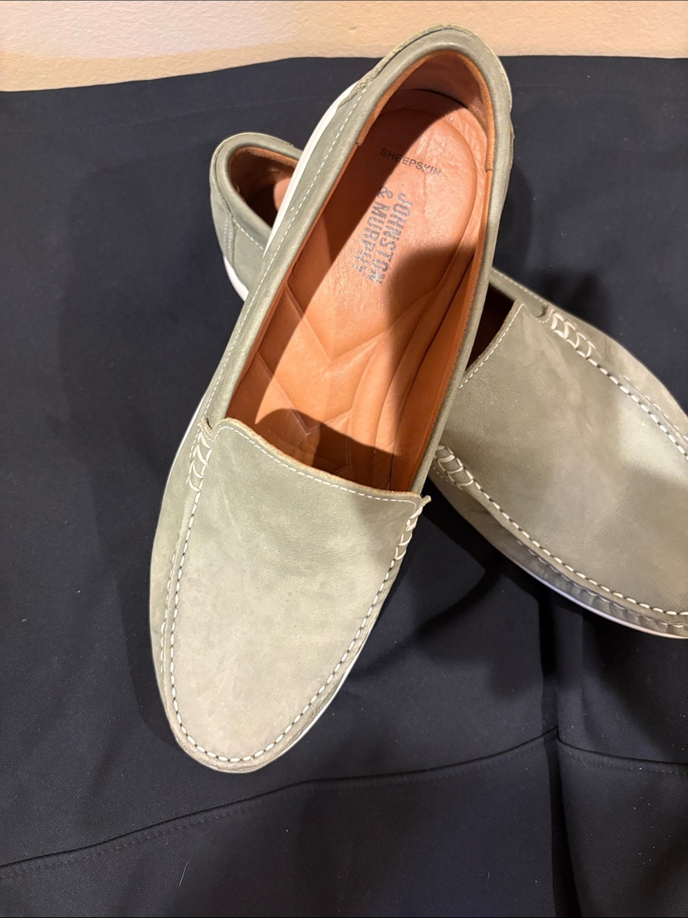 Johnston & Murphy sage green Suede Slip-On Loafers